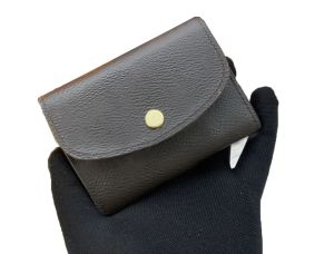 NEUE Damen-Designer-Geldbörsen, Luxus-Umschlag, kurze Geldbörse, braune Blumen-Briefkartenhalter, hochwertige Damenmode, kleine Clutch-Tasche mit Box