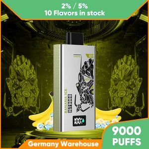 Sigaretta elettronica 9k 9000 sbuffi Vape monouso 500mAh Batteria ricaricabile Grande capacità 14ml 2% 5% NIC Liquido monouso Vape Consegna veloce Bobina a rete