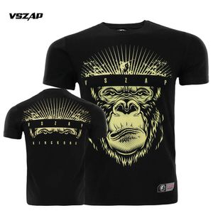 Vszap vra abrangente combate vertical mma treinamento de manga curta taekwondo fiess jujitsu muay thai camiseta respirável