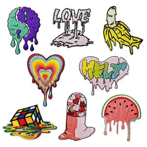 Iron on Patches Rainbow Pink Heart Colorful Applique Cute Pills Embroidered Sew on Patch for Clothes T-Shirt Jacket Packpacks Jeans DIY Accessory