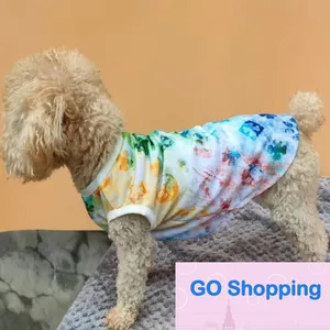 Avancerad internetkändis samma stil tie-färgad hund väst mode varumärke hundkläder vår och sommar liten hund husdjurskläder