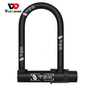 West biking bicicleta u bloqueio anti-roubo mtb estrada mountain bike bloqueio acessórios de bicicleta u-locks ciclismo aço segurança fechaduras 240106