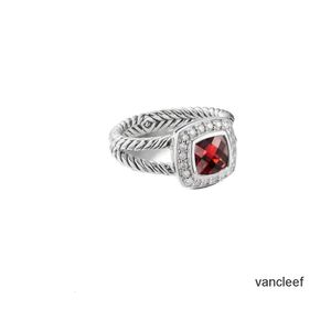 Designer Love Ring Vintage Garnet Rings Women Wedding Copper Engagement Band con gioielli intarsio rossi
