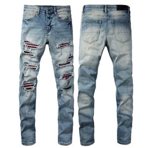 Дизайнер am джинсы мужская джинсовая вышиваемая брюки модные дыры брюки США размером 28-40 хип-хоп.