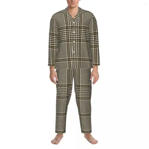 Męska odzież śpiąca Paja Pajama Zestawy Vintage Plaid Druku