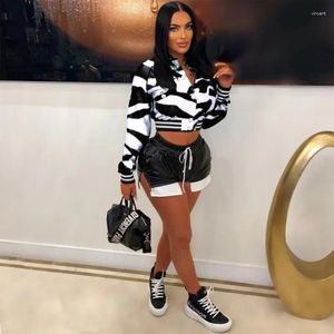 Jaquetas femininas Varsity Zebra Stripe Imprimir Mulheres Moda Manga Longa Único Breasted Slim Bomber Casacos Streetwear Casual Sport Outwear