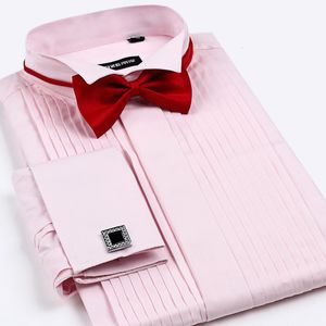 Vestido de banquete masculino camisa de manga comprida padrinho do noivo camisa rosa 230921