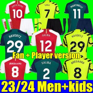 New 23 24 Smith Saka Soccer Jerseys Fans Player Martinelli 2023 2024 Football Shirt Men Kits Kit Boys Odegaard nketiah G.Jesus Fabio Zinchenko Jorginho