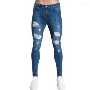 Мужские джинсы скинни Мужская облегающая мужская одежда 2024 года в стиле панк с рваными ремнями