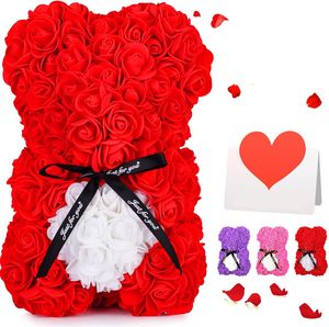 Rose Bear Artificial Flowers Rose Teddy Bear Valentine's Day Gifts for Mom Wife or Kids-Birthday Gifts