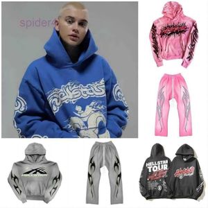 İlkbahar ve Sonbahar Hellstar Sports Suit Tasarımcısı Hoodie Uzun Kollu Pantolon Pullover Sokak Hip Hop Retro Alfabe Baskı Yüksek Kişiselleştirilmiş Hell Star KT LR1D