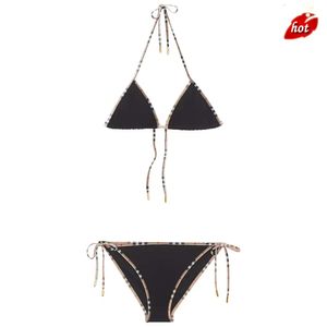 Gucci Prada Louis Vuitton Burberry Versace Fendi Вы Costumi da bagno da donna Bikini sexy alla moda nero a tre punti con stampa floreale costume da bagno diviso per la famiglia da