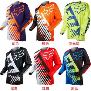 Camisetas masculinas Foxx Impresso Descida Rápida Mountain Bike Equitação Terno Mangas Compridas Verão Off-Road Motocicleta Camisa T-shirt de Secagem Rápida