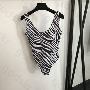 Zebra Print One Piece Swimsuit Kobiety seksowne bez pleców kostium kąpielowy moda letnie bikini paski plażowe