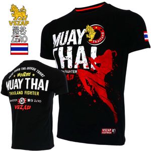 Vszap Muay Thai Short Sleeve Fighting Fiess T-shirt MMA Sports Training Fight Running Kick