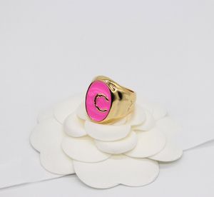 2024 Luxury quality charm punk band ring with pink color in 18k gold plated have stamp box PS3723A