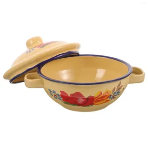 Dinnerware Sets Enamel Noodle Bowl Kitchen Storage Ramen Noodles Soup With Lid