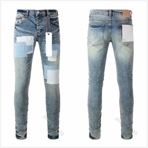 2024Designer-Herren-Lila-Jeans für Herren-Denim-Hosen Modische Damen-Lila-Markentrends Distressed Black Ripped Biker Slim Fit Motorrad-Jogginghose 10F9