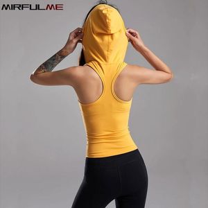 Sweatshirts Women Sports Shirts Zipper Hooded Yoga Vest Running Fiess Sleeveless Tshirts Girls Jogging Tank Tops Gym Workout Vest Hoodies