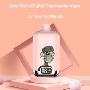 Dijital Elf Kutusu 12000 Puflar Tek Kullanımlık E Sigara Pufı 12K Vape 25ml Önceden Dolgulanmış Pod 0.8Ω örgü Elektronik CIGS 12 aromalar 2% 5 500mAh Pil Vapes Buhar Kalemi