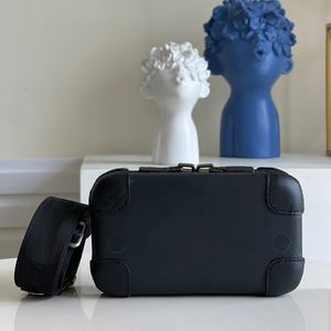 9A Designer Trunk Bag Horizon Clutch Real Leather Women Axel Handväskor 21 cm Hög imitation Mannväska med låda