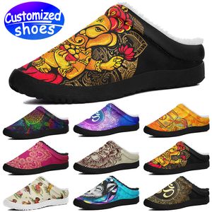 Anpassade skor Anpassad toffel Plush Sandle Babouche Cartoon Patternstjärna Lovers Diy Shoes Retro Casual Shoes Men Women Shoes Black White Big Size EUR 35-46