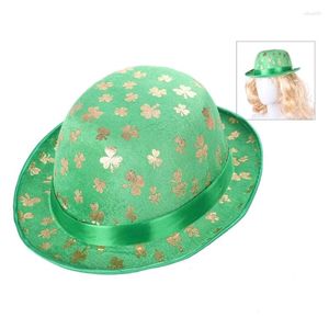 Berets Green Top Hat Glitter Shamrock StPatrick Day Costume Festive Accessories