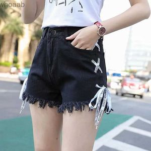 Womens Shorts S-5XL Summer Shorts Women Denim Cotton Bandage Jeans Shorts High Waist Slim Fashion Tassel Wide Leg Pants Beach Streetwear High quality