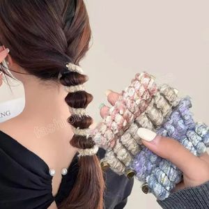 Faixas de borracha elásticas de pelúcia coreanas para mulheres meninas fio de telefone laços de cabelo laço espiral bobina hairbands rabo de cavalo acessórios