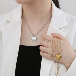 Stainless Steel Three-dimensional Heart necklace Pendant Necklace 18K Real Gold Plated Classic Jewelry