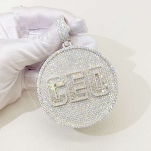 Hip Hop Schmuck Bling Iced Out Anhänger Sterling Sier Ceo Custom Name Pendent VVS Moissanit Halskette