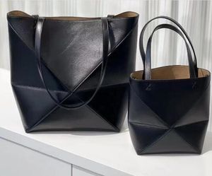 Yeni moda ve minimalist katlanır geometri çanta tek omuz crossbody el tipi büyük kapasiteli kova çantası lüks orijinal deri kadın çantası