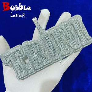 Bubble Letter Custom Name Necklace for Men Personalized Pendant Baguette Iced Out Charms Hip Hop Fashion Jewelry Trend 240106