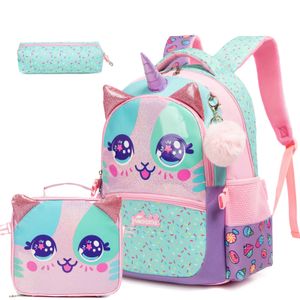 女の子の学校のバックパックは、幼稚園240108のためのかわいいブックバッグをセットしたガールズボックススクールのバックパックと一緒に女子学校のバックパック
