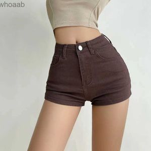 Kvinnors shorts American Spicy Girls High midja Slim Fit Denim Shorts for Women Summer Elastic Versatile Wrap Hip Hot Pants Fashion Shorts Jeans YQ240108