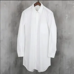 Koszule męskie Four Seasons Oryginalna koszulka średniej długości japońska biała prosta modna okrągła rąbek