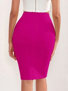 BEAUKEY Sexy Fushcia Pink Bandage Skirt For Women Party Pencil Skirt Bodycon Cocktail Luxury White Red Black Skirts XL 240108