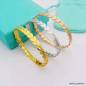 T Home Jewelry Designer's New Lady Flower Rhyme Series Leaf Diamond Set Titanium Steel Bracelet Bracelet Accoun