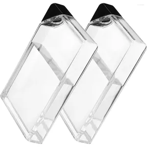 Water Bottles 2 Pcs Purses Cup Clear Flat Bottle Square Sports Transparent For Travel Fitness