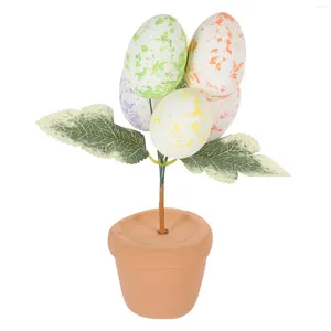 Dekoratif Çiçekler Paskalya Masa Merkez Parçası Masaüstü Yumurta Bonsai Şekil Dekorasyon Süsleme Partisi lehine