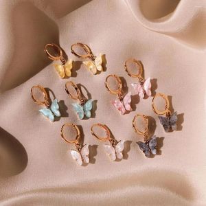 Dangle Earrings 2024 Simple Alloy Fashion Multi-color Butterfly Shape Earring Pendant For Women Vintage Jewelry Party Gift