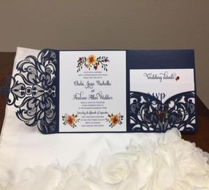 Birçok renk muhteşem lazer kesim düğün davetiyeleri cep yemeği davetiyesi rsvp kartı üç katlama parti parti enve7202655 ile davet