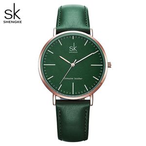 Shengke couro genuíno relógios femininos marca de luxo relógio quartzo casual senhoras relógios feminino montre femme relogio feminino258u