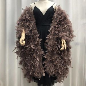 Шарфы женские, шаль из натурального страусиного пера, зимняя пушистая накидка, женская накидка для свадебной вечеринки, теплый длинный шарф