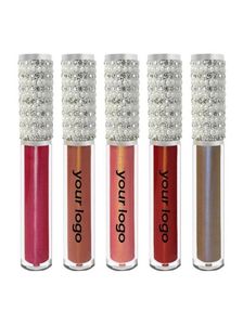 Läppglans 50pcslot hela bulk rosa pearl diamant tube pumpning lipgloss privat etikett anpassade logotypförsäljare9110685