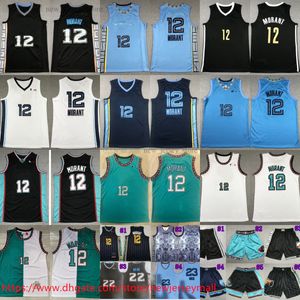 2023–24 New City Basketball 12 JaMorant Trikot genäht 23 DerrickRose 22 DesmondBane Trikots Shorts Blau Weiß Home Away Atmungsaktive Sporthemden