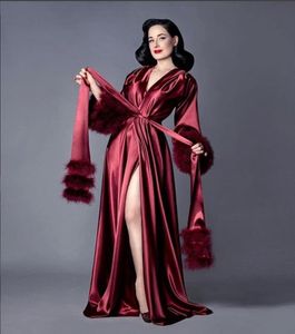 Jedwabny Kobiety z długim rękawem Winter Sexy Kimono Własna imprezę w ciąży Kobiety szlafroki Sheer Nightgown SHAWEL7287025