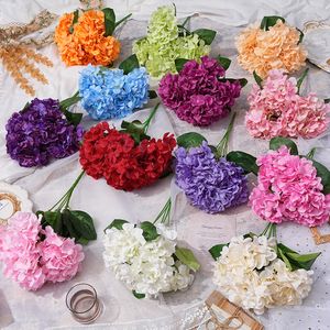 French 6-head large hydrangea purple yang flower European retro artificial flower silk flower fake wholesale photography soft flower arrangement LFY