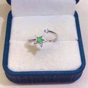 Küme Yüzük Moda Gümüş Yıldız Yüzüğü Okul Kız 3mm Doğal Emerald Sold 925