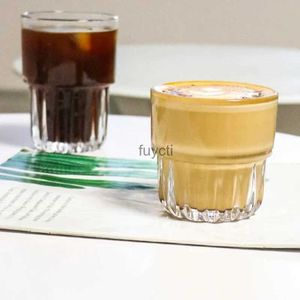 Kupalar 220ml/335ml kahve fincanı şeffaf latte cam restoran sıcak içecek fincanları meyve suyu sarsıntı fincanı su soda su bardağı kupa yq240109